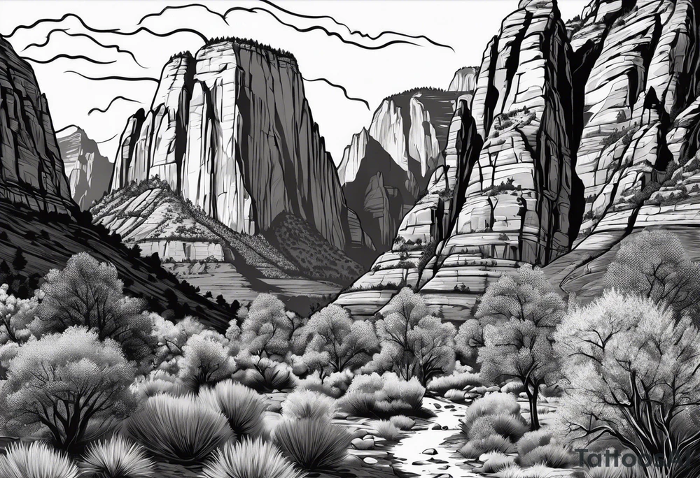 Couple hiking, zion national park tattoo idea