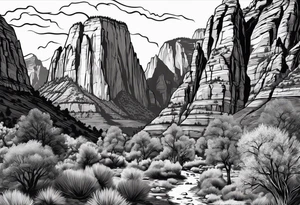 Couple hiking, zion national park tattoo idea