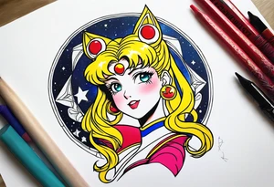 Need a tattoo sketch color on the forearm theme sailor moon tattoo idea