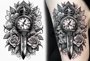 dagger with hour glass tattoo idea