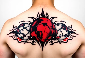 3 planet horizontal. Color Black and red tattoo idea