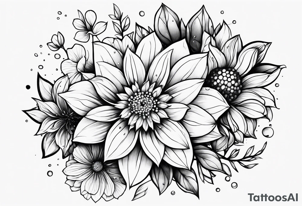 Flowers with rain droplets on them tattoo idea
