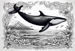 Hawaiian whale school tattoo idea