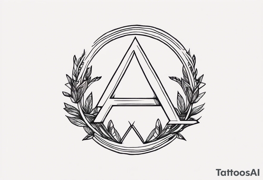 letter delta inside a chain circle, subtle, womanly, simplistic tattoo idea