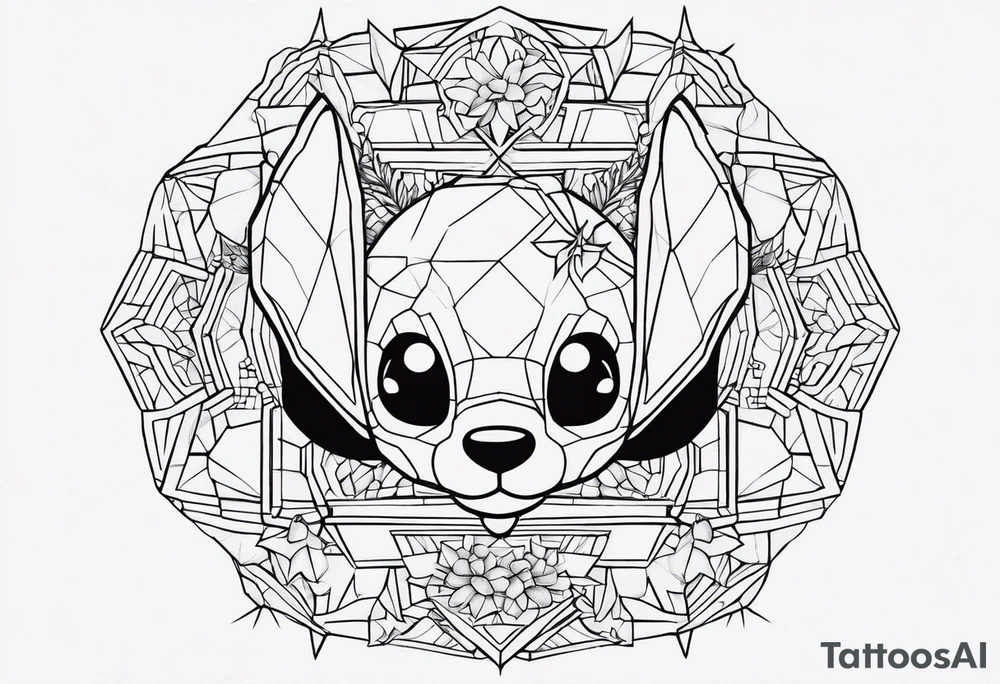 Stitch minimalistisch tattoo idea