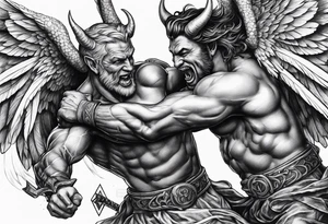 Devil fighting Angel tattoo idea