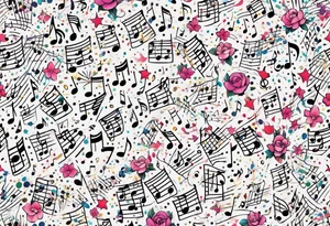 party confetti, music notes, tattoo idea