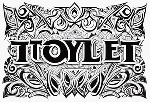 write the word 'TOYLET' in tribal letters tattoo idea