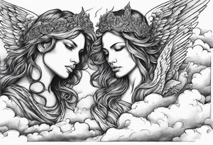 Angels killing demons in the clouds tattoo idea