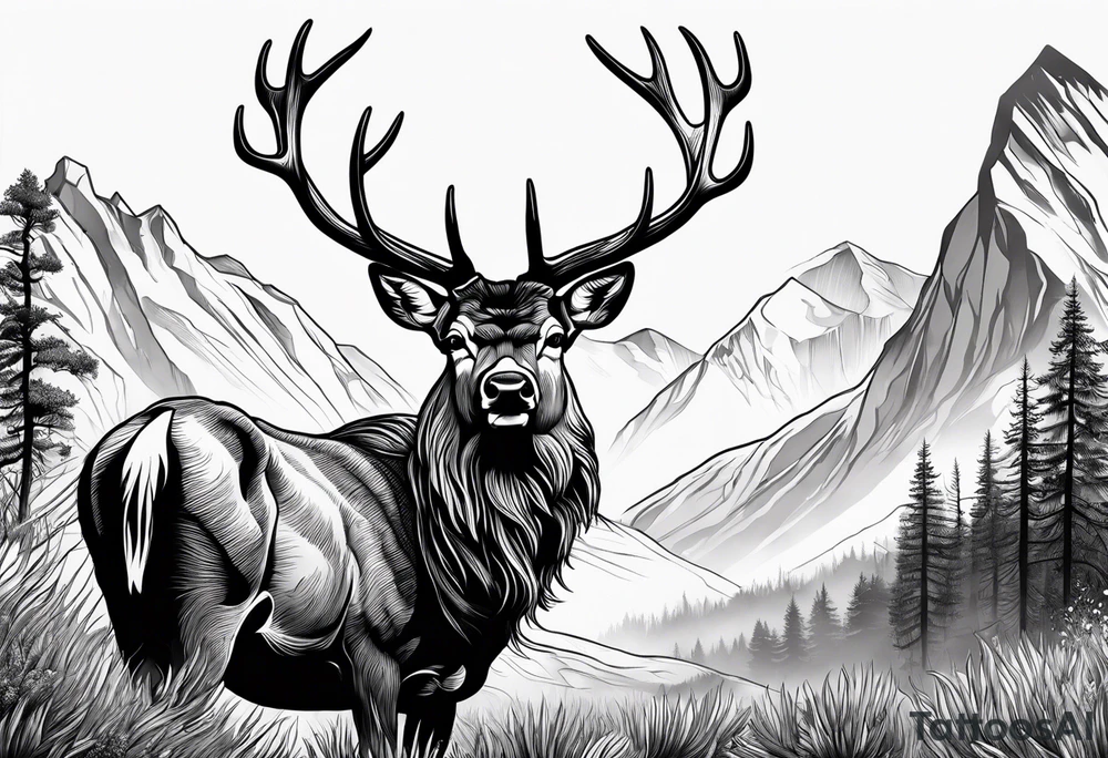 Western stag tattoo idea