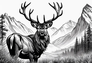 Western stag tattoo idea