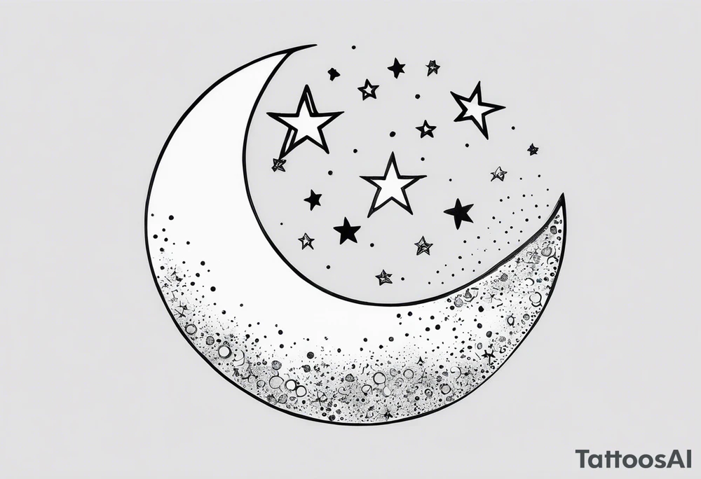 Moon with stars tattoo idea