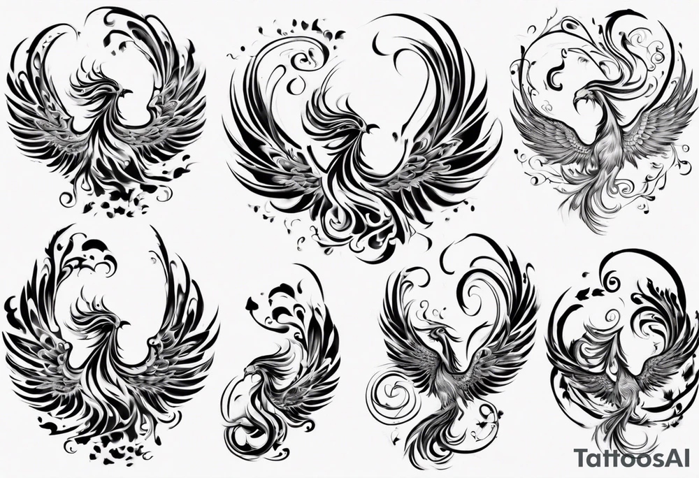 Phoenix in swirls tattoo idea