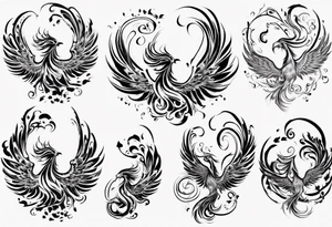 Phoenix in swirls tattoo idea