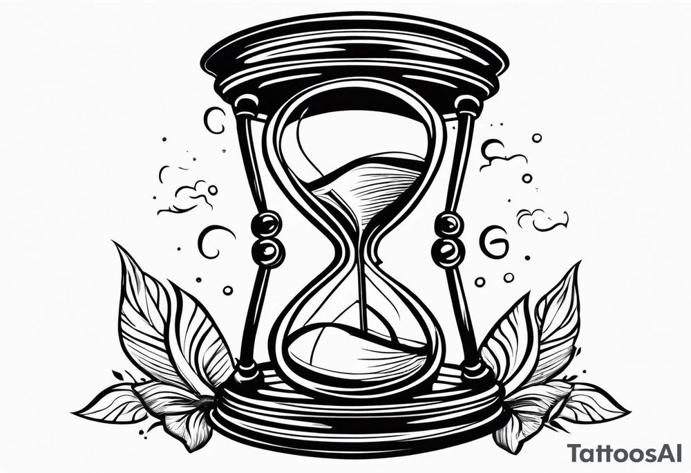 draw a clock/hourglass. They are surrounded by Roman numerals. It is a black and white tattoo for the right shoulder of a man tattoo idea