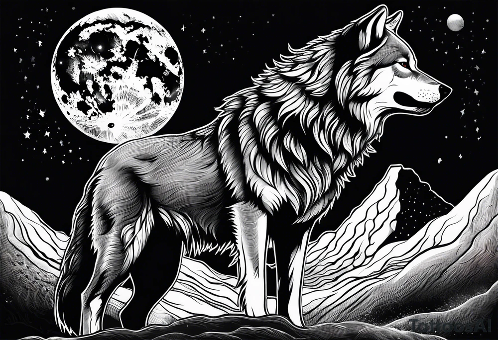 a wearwolf howling at the moon 
no background
scary tattoo idea