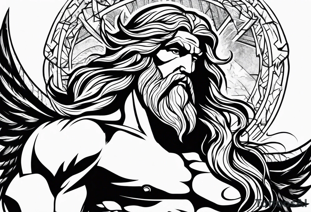 Masculine 
Zeus with thunder bolts tattoo idea