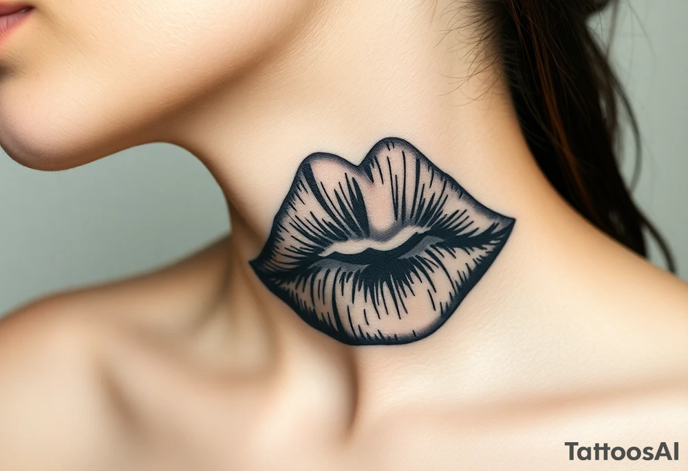 Lipstick kiss print with lrs tattoo idea
