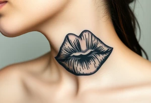 Lipstick kiss print with lrs tattoo idea