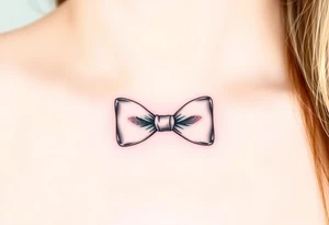 A softly detailed bowtie and a pair of cufflinks tattoo idea