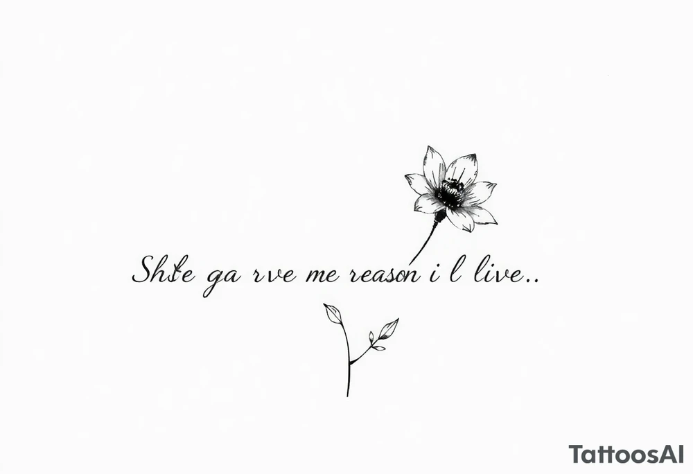 "She gave me a reason to live" as the stem blooming into a flower tattoo idea
