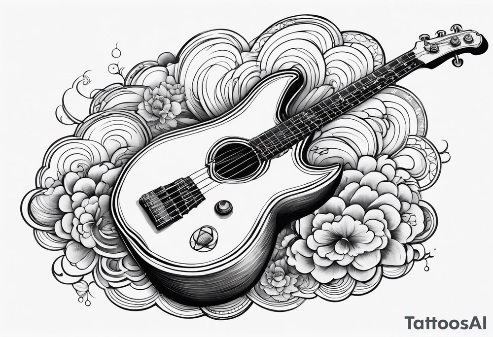 cloud, bassguitar, tattoo idea