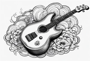 cloud, bassguitar, tattoo idea