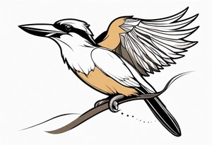 flying kookaburra with a snake in its beak tattoo idea