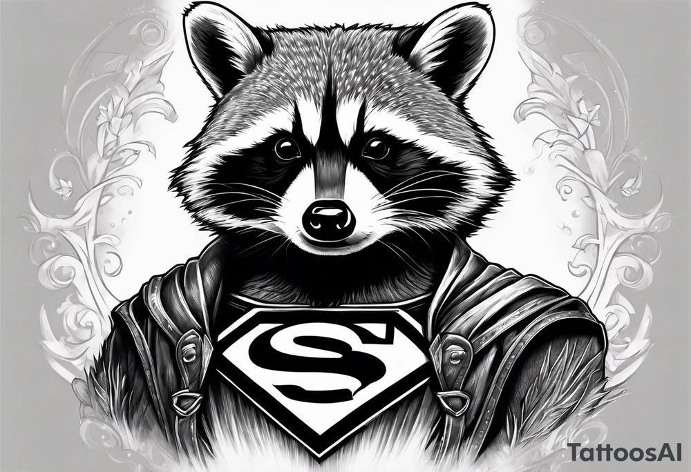 raccoon wearing a Superman t-shirt tattoo idea raccoon wearing a Superman t-shirt tattoo idea