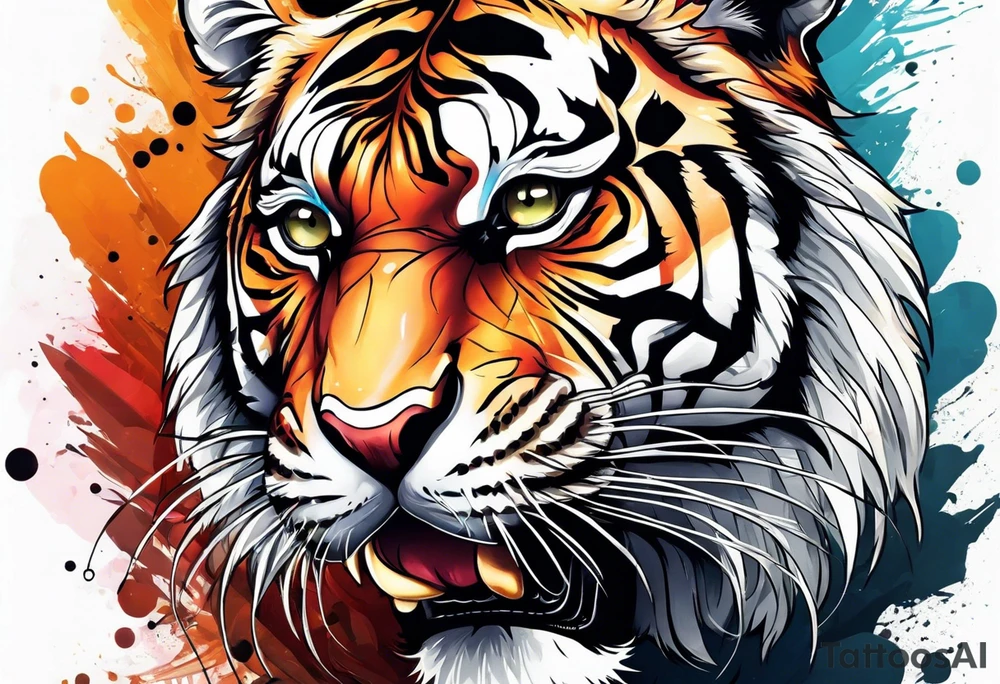 Tiger with aesthetic background tattoo idea