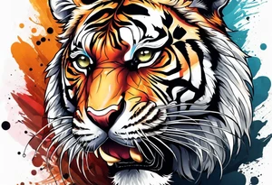 Tiger with aesthetic background tattoo idea