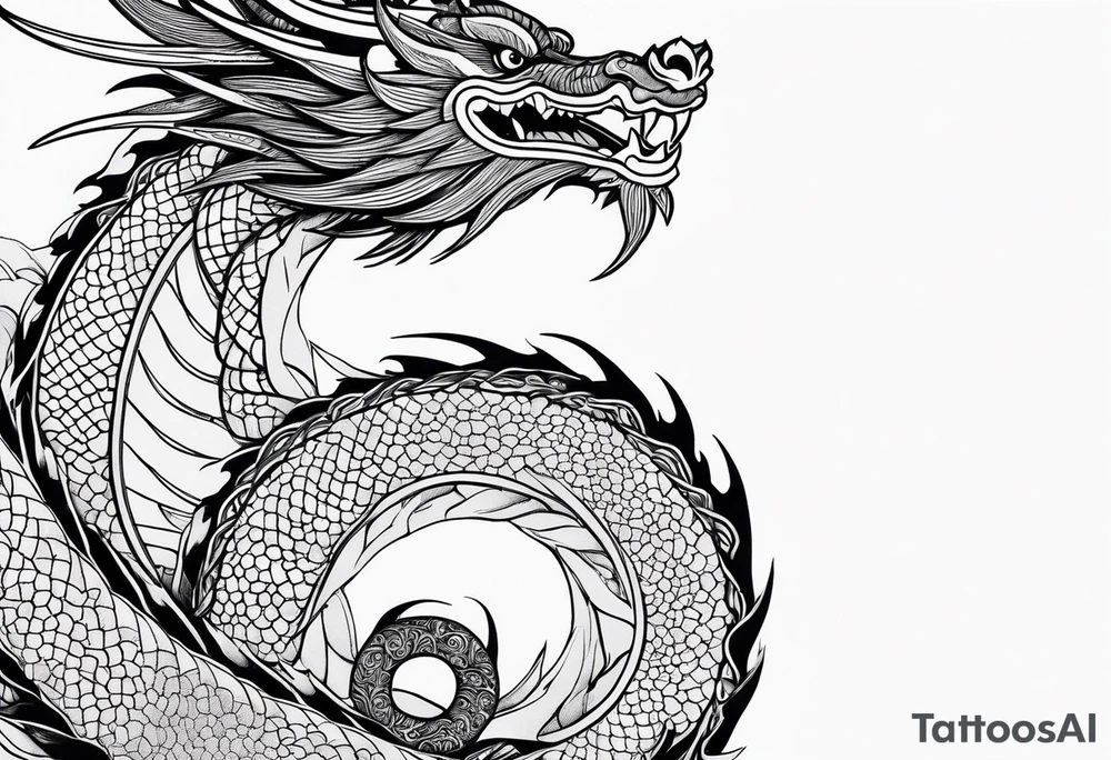 a full sleeve of a japanese styled dragon. Simplistic tattoo idea