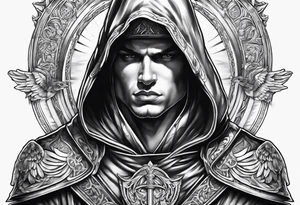 Arch angel Michael with sword hood tattoo idea