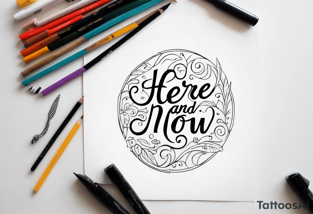 "here and now" message tattoo idea