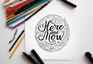 "here and now" message tattoo idea