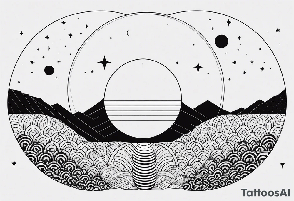 Geometric interpretation of the phases of the Moon in the form of a semicircle of partially filled circles. tattoo idea