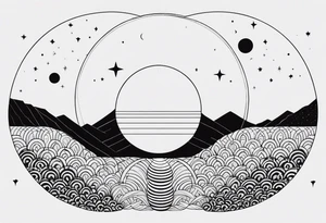 Geometric interpretation of the phases of the Moon in the form of a semicircle of partially filled circles. tattoo idea