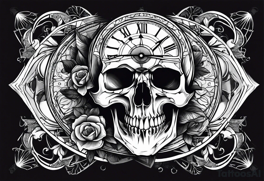 time with a skull hand tattoo idea