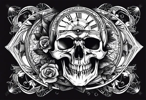 time with a skull hand tattoo idea
