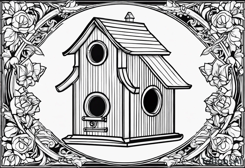 Outline of birdhouse. No extras. Just a box tattoo idea