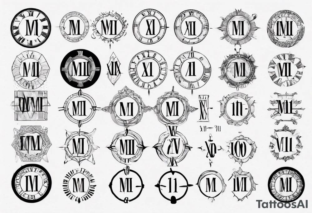 Roman numeral date filled it with fingerprint tattoo idea Roman numeral date filled it with fingerprint tattoo idea