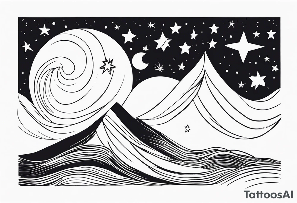 Starry night in collar bones tattoo idea