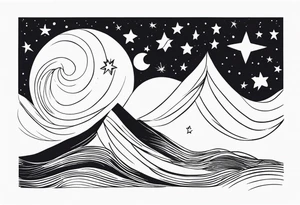 Starry night in collar bones tattoo idea