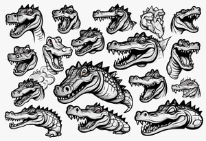 sad cartoon crocodile tattoo idea