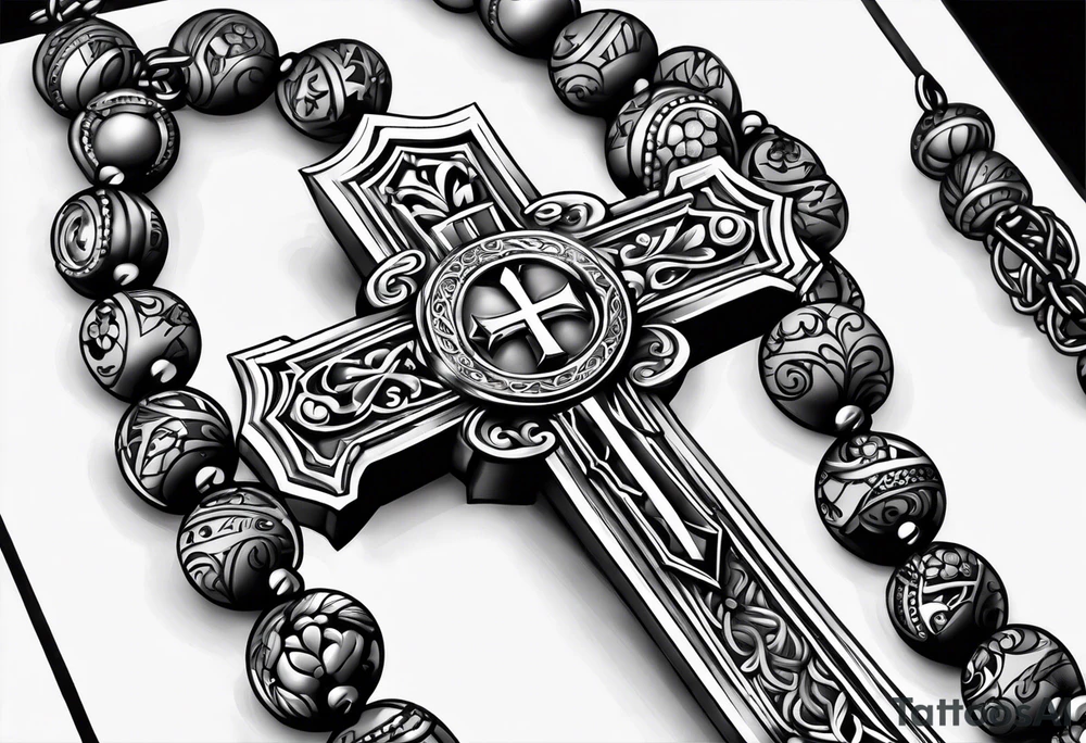 Rosary beed with name "Gerry" tattoo idea