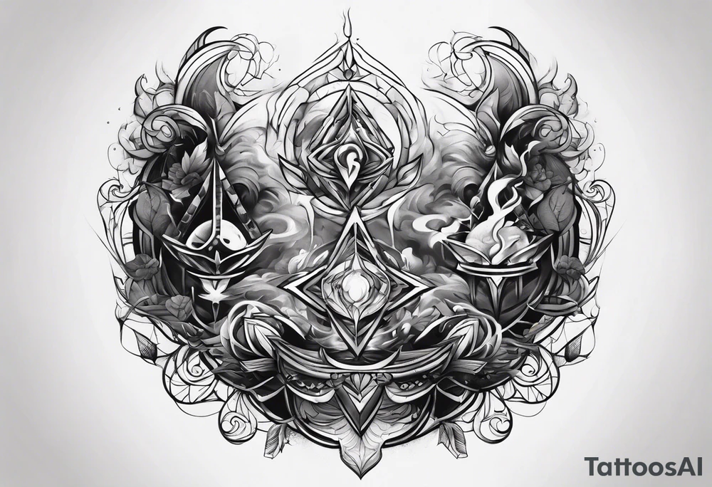 3 lost spirts floating in smoke tattoo idea