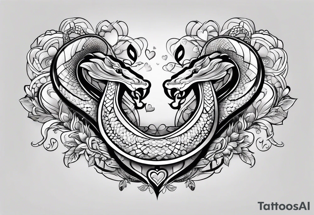 A cute snake with hearts. tattoo idea