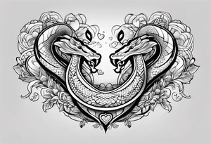 A cute snake with hearts. tattoo idea
