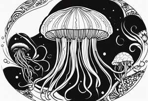 traditional style jellyfish tattoo idea