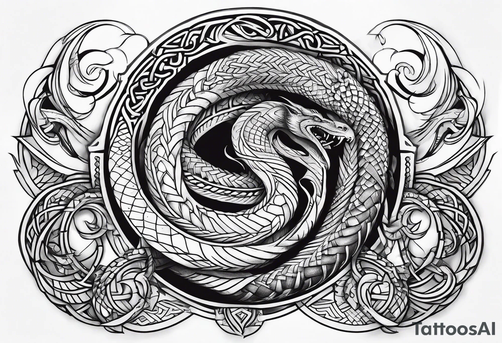 norse mythology world serpent wrap around tattoo design tattoo idea